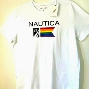 "Nautica" Men's Size "M" PRIDE Graphic Sleep T-Shirt - White (KS08S2-WHT-M))